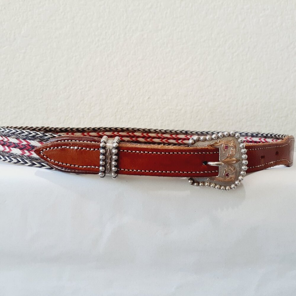 Rare Vintage VOGT Sterling & Ruby Horse Hair Western Belt